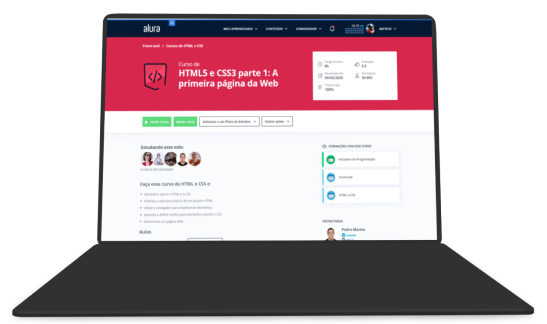 Notebook mostrando o curso da alura